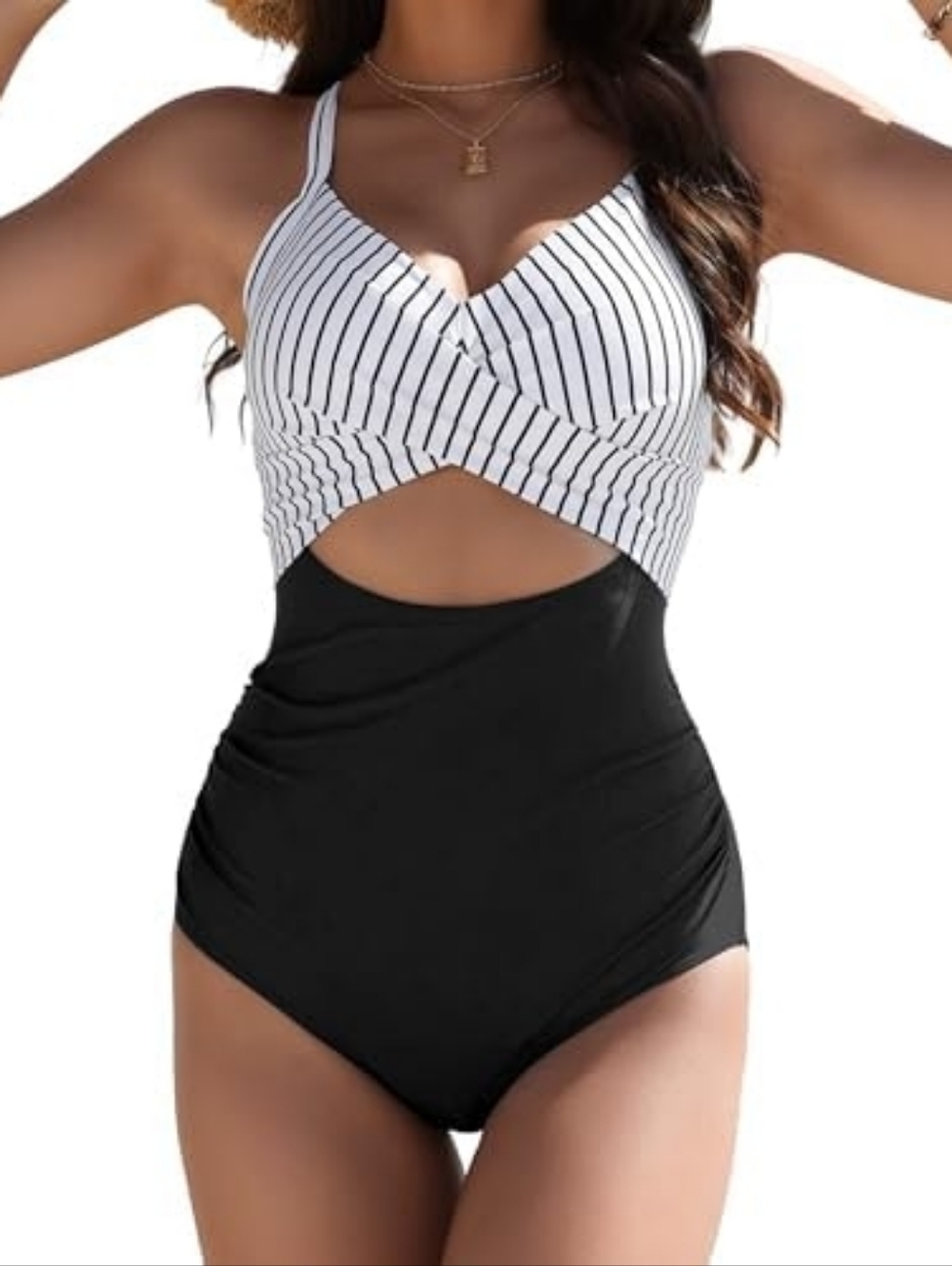 Eomenie Women's One Piece Swimsuits Tummy Control Cutout High Waisted